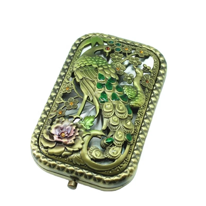 

Wedding Favor Metal Square Mirror Handle Mirror Peacock Design Cosmetic Mirror