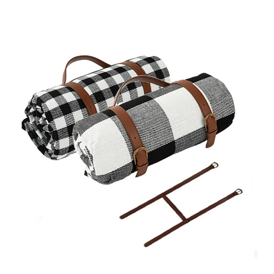 

Heavy leather strap picnic mat outdoor camping light yellow waterproof picnic mat, Colourful