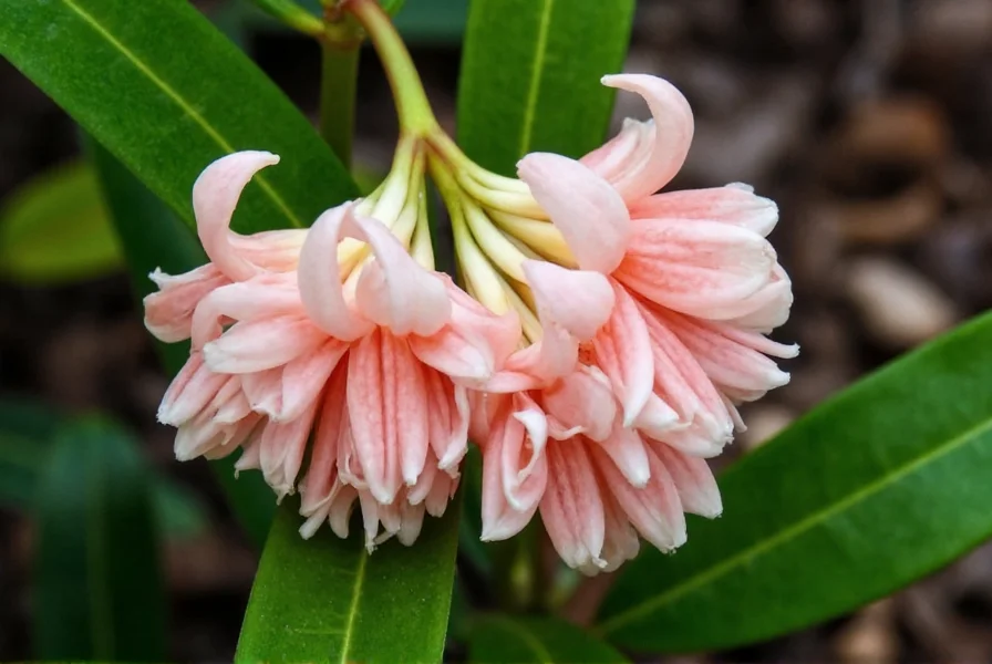 Close-up view of shell ginger flowers showing their distinctive seashell shape against glossy green foliage in tropical garden setting
