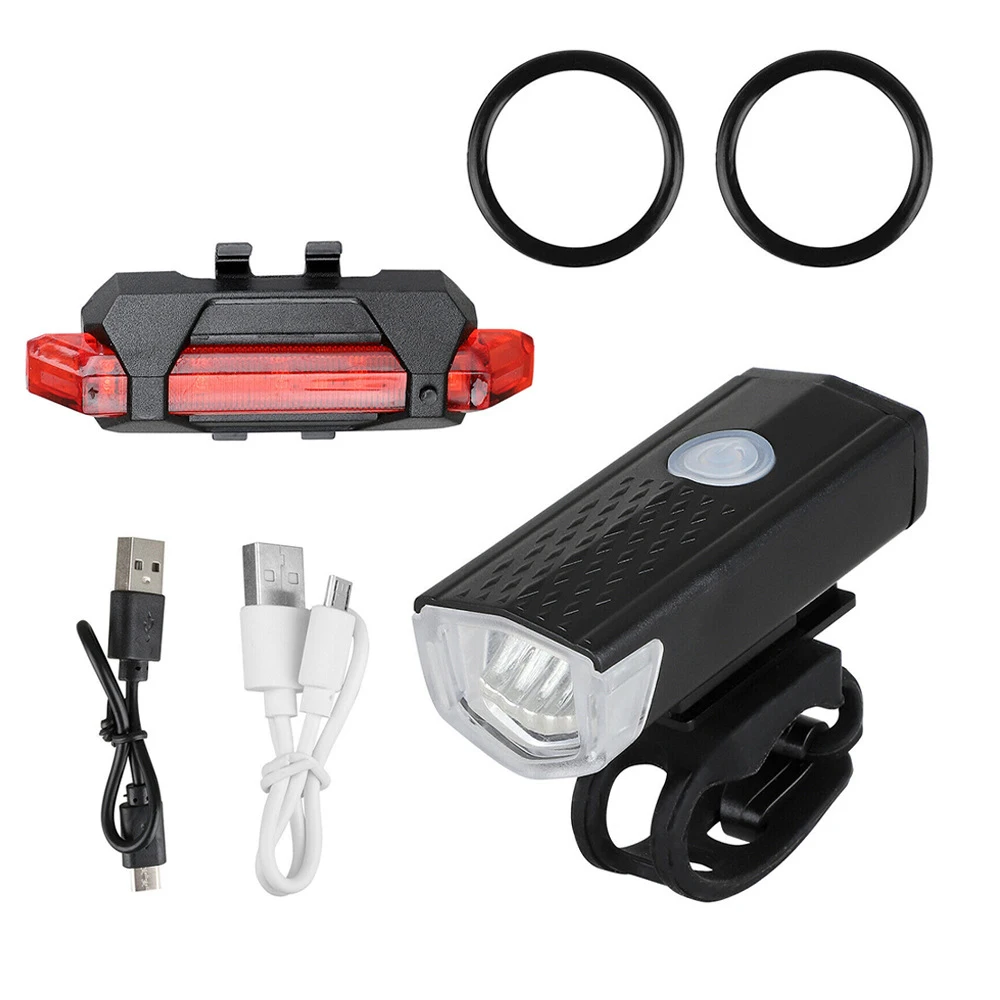 

2021 New Outdoor High Waterproof Bike Light Set Bicycle Accessories Easy Install Powerful USB Rechargeable LED Bicycle Light, Black