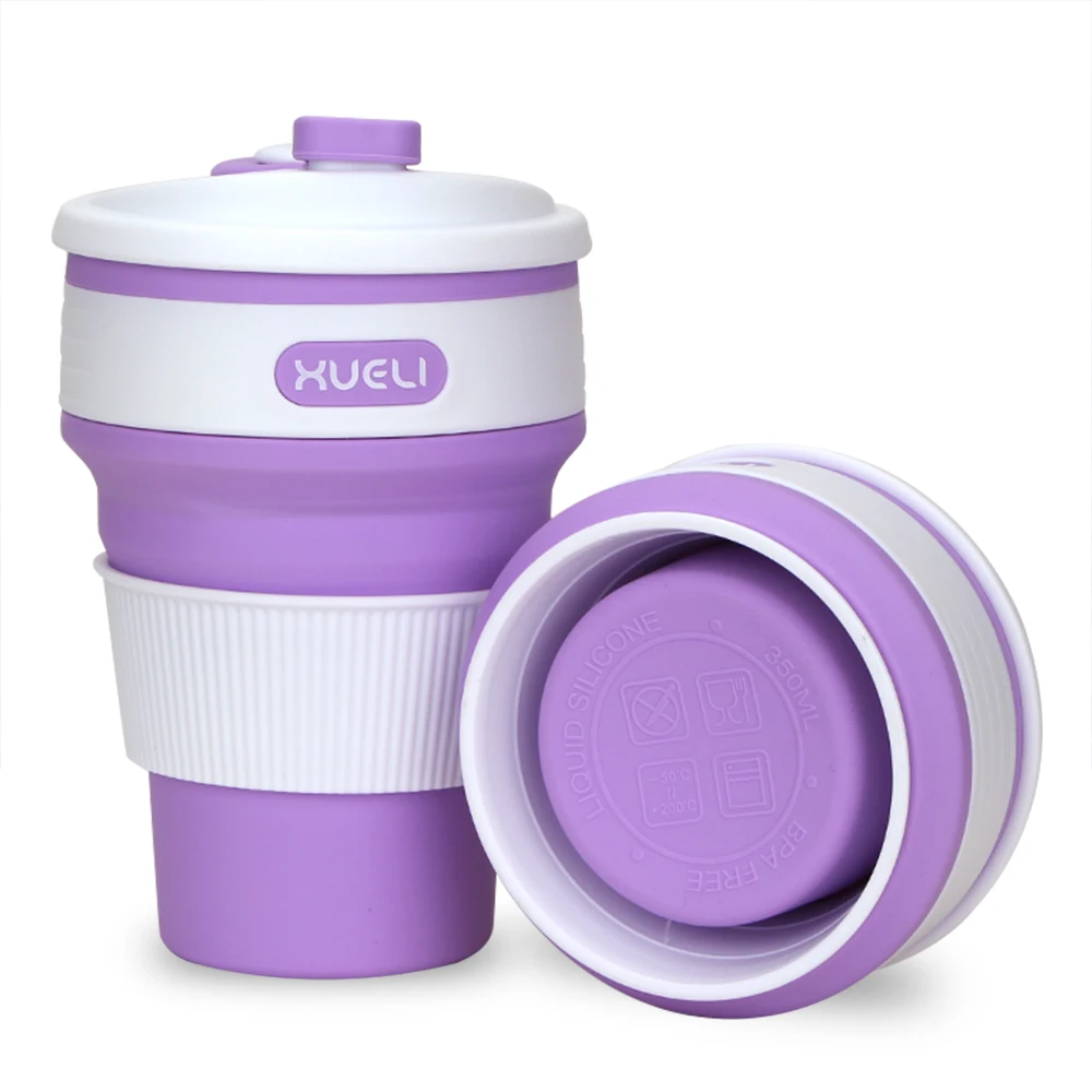 

Custom12oz Collapsible Folding Water Drinking Tumbler Silicone Foldable plastic coffee mug, Sky grey, navy, lilac, matcha green, wathet blue, sakura pink