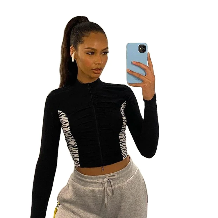 

New Style Long Sleeve Tight Fashion Womens Crop Tops, Picture color