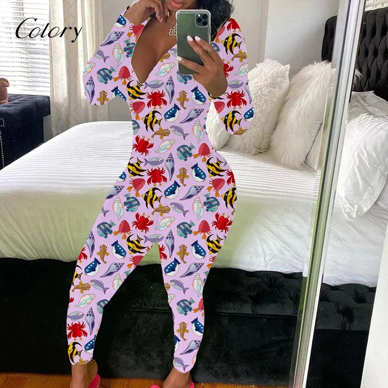 

Colory Spring Autumn Women Striped Pattern Cotton Onesie Ladies Sleepwear One-piece Jumpsuit Pajamas For Adults, Customized color