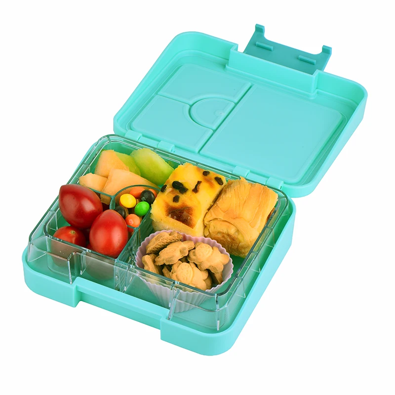 

Reusable Plastic Bento Lunch Box 4 Compartment Colorful Food Packing Box for Kids, Pink, customized