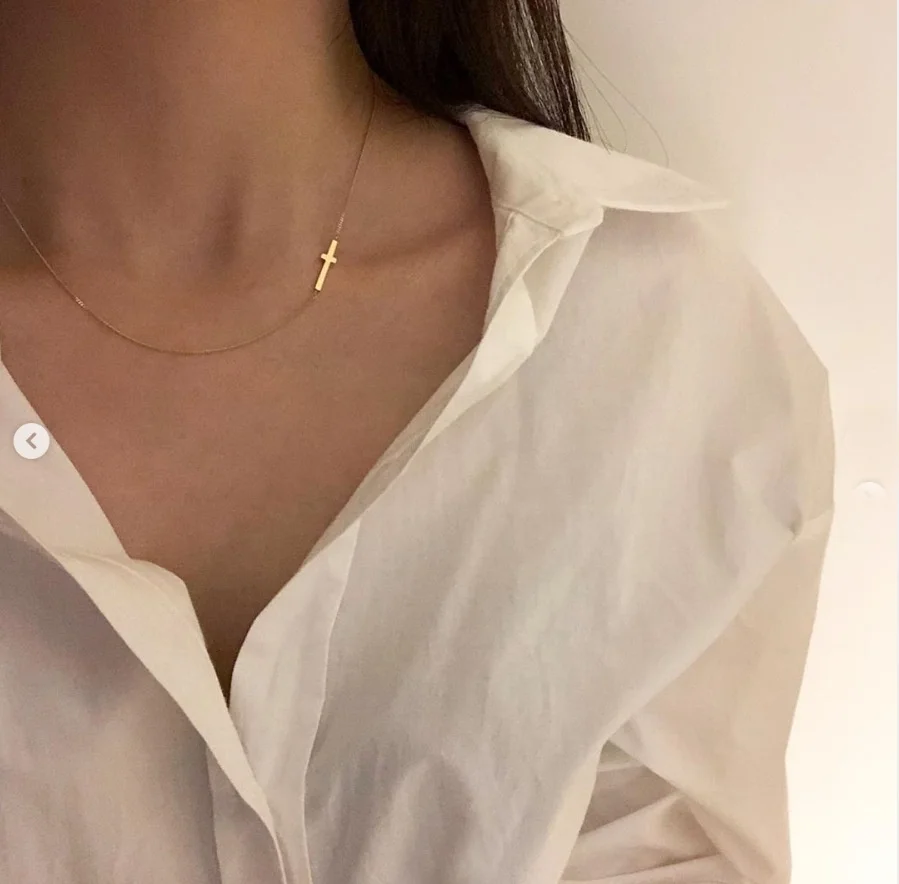 

New Arrival 18K Gold Plated Cross Pendant Choker 925 Sterling Silver Cross Pendant Necklace for Women