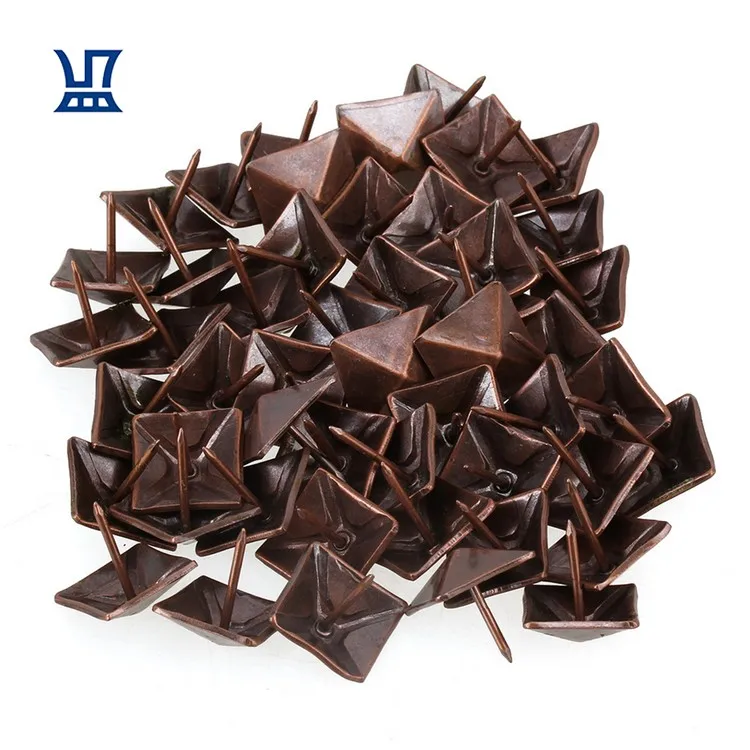 

BQLZR Free Shipping 50Pcs Furniture Nails Antique Bronze Square Sofa Nails for Gift Box Furniture with 19x21mm, Red bronze