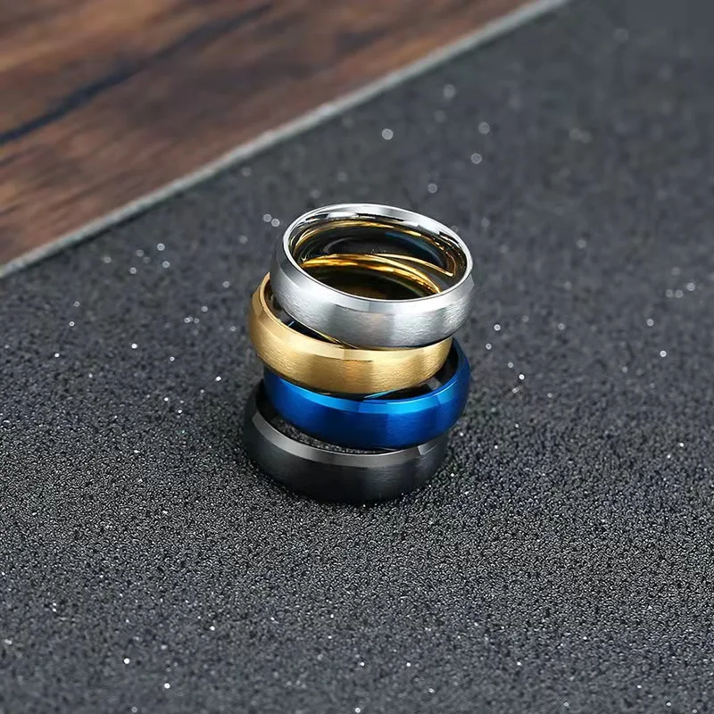 

2022 New Fashion Plain Brushed Rings Sand Surface Titanium steel Mens Rings