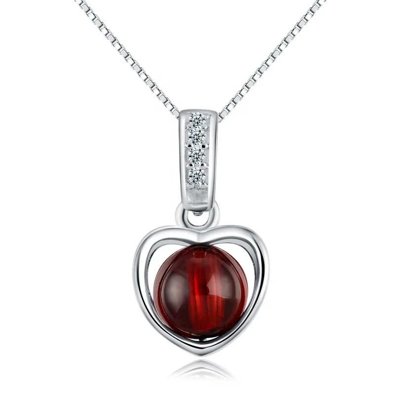 

925 sterling silver handmade garnet natural stone charm pendant, Red