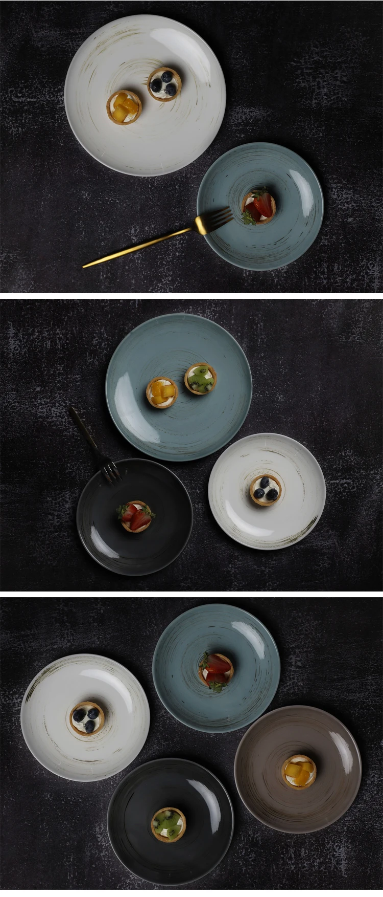 28ceramics Chinese Restaurant Dinnerware 4 Colors 7/9/11 Inch Buffet Plate, Lingt Blue 7/9/11 Inch Ceramic Plate&