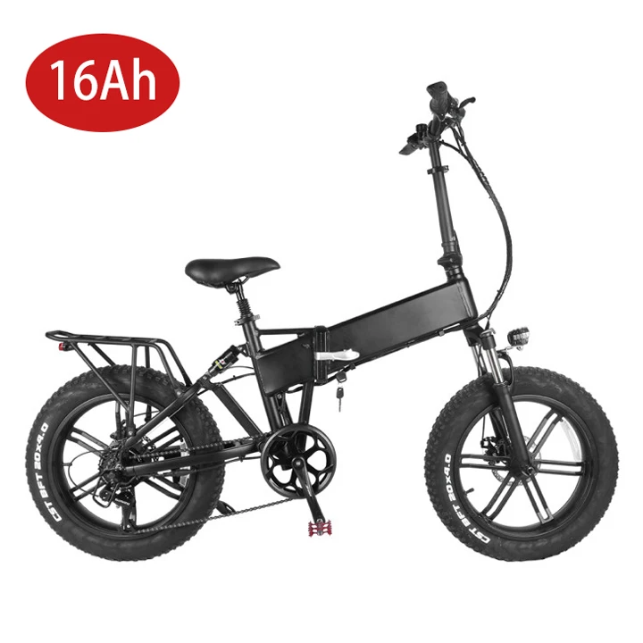 

fat tire electric cycle foldable ebike bafang motor 48v 750w full suspension e-bike 16 ah Electric Bicycle with 20 inch tyre, Black