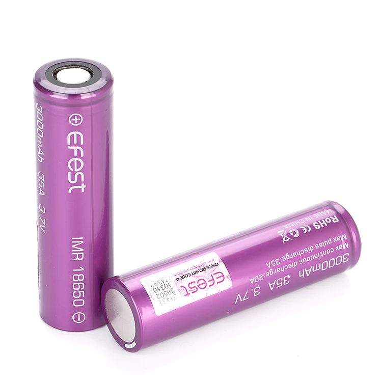

510 Pen Vape mods batteries Efest Powerful 3.7v lithium ion akku 35a VTC6 3000mah 18650 battery, Purple 18650 batteries