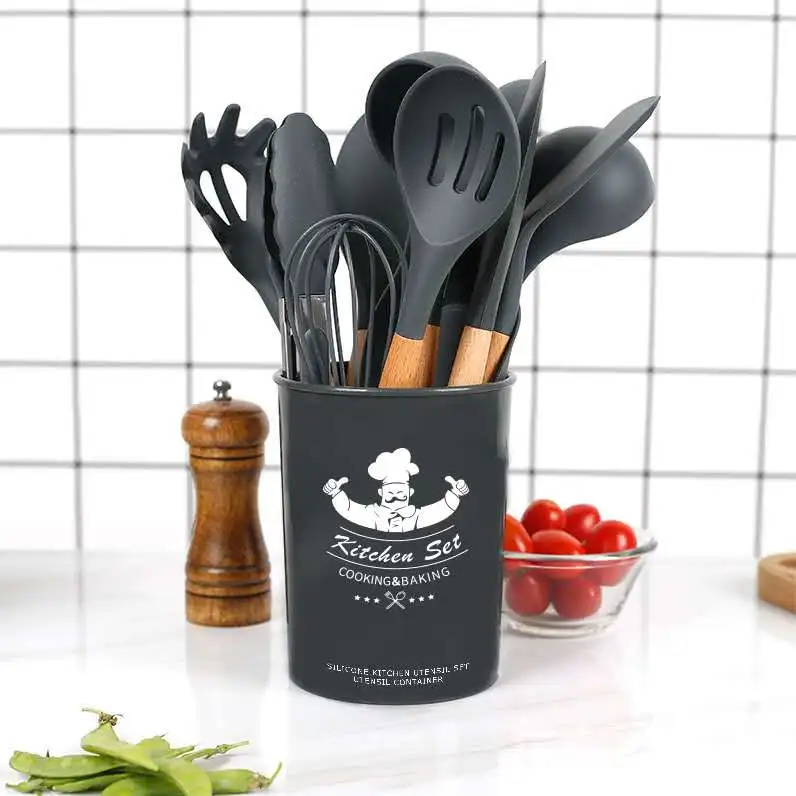 

Wholesale Amazon Best Seller Bpa Free 12pcs Silicon Kitchen Utensil Set Cooking Tools, Black/green/laurel-green/pink/red