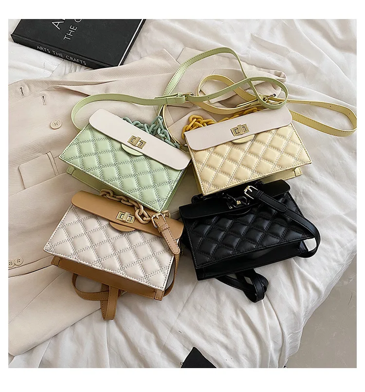 

2022 summer new fashion rhombus chain shoulder bag texture western style crossbody bag, Colors