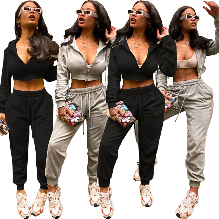 

D95626 Winter clothes for women sets fashion hoodies long sleeved two piece