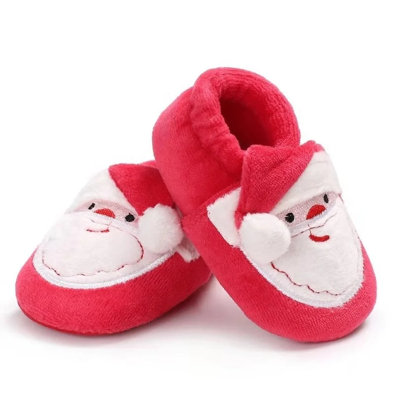 
Cute Infant Red Santa Claus Cartoon Fluffy Christmas Baby Shoes 