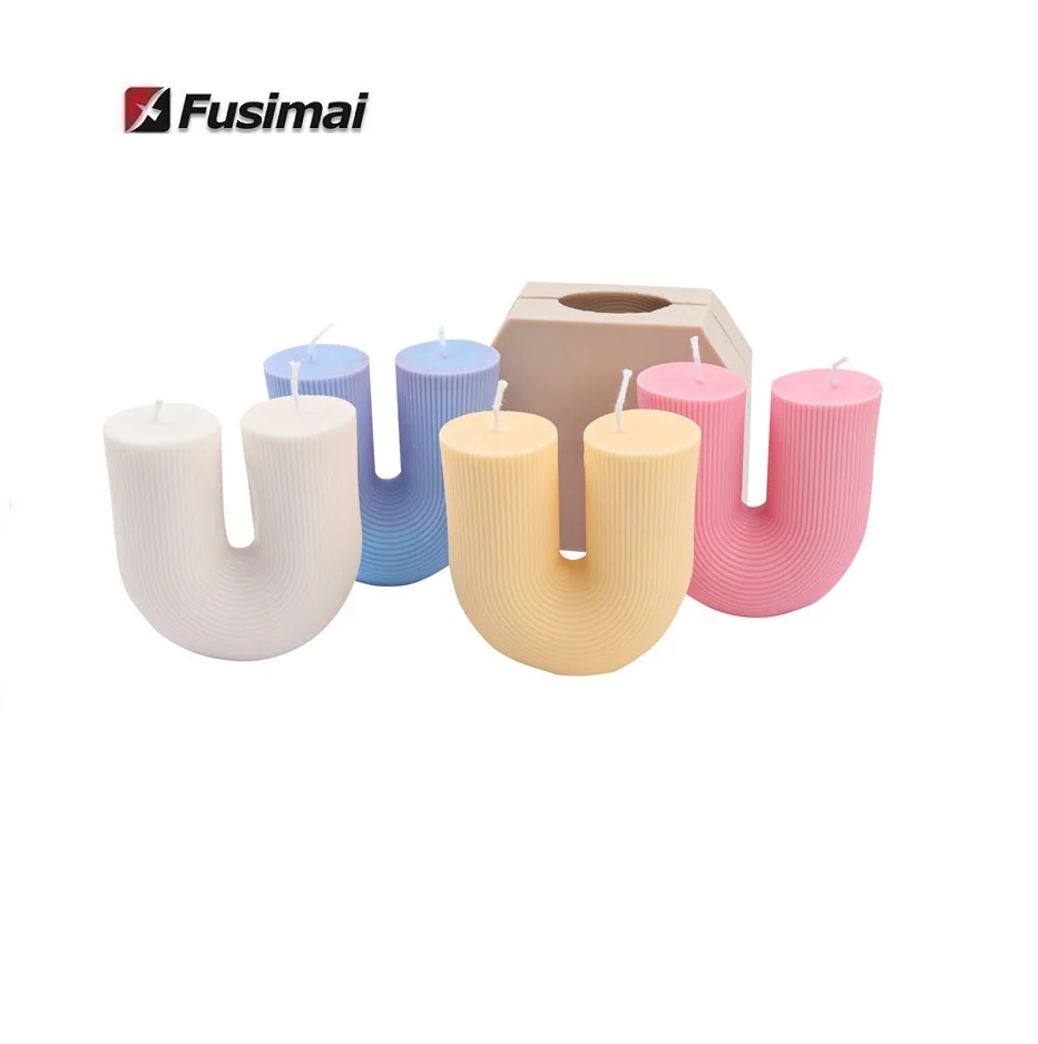 

Fusimai Diy Arch Silicon Candle Soap Cake Mould Stripped Silicone Aromatherapy U Shape Candle Mold