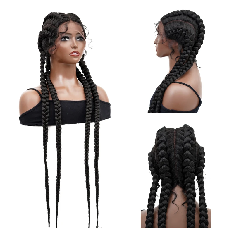 

Lace braided wigs wholesale Cornrow Lace Front Wig With Baby Hair Dutch synthetic braided Lace Wigs For Black Women