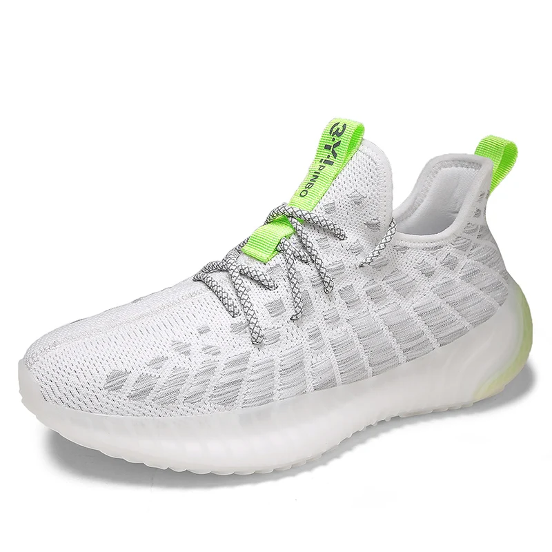 

2021 men sneaker running air cushion men sport shoes Flying woven surface TPU popcorn bottom
