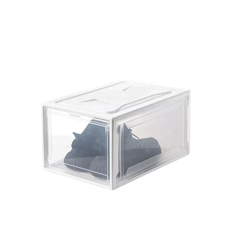 

Professional Design Clear Plastic Gym Sports Shoe Stackable Shoe Storage Box, Clear+black /clear+white