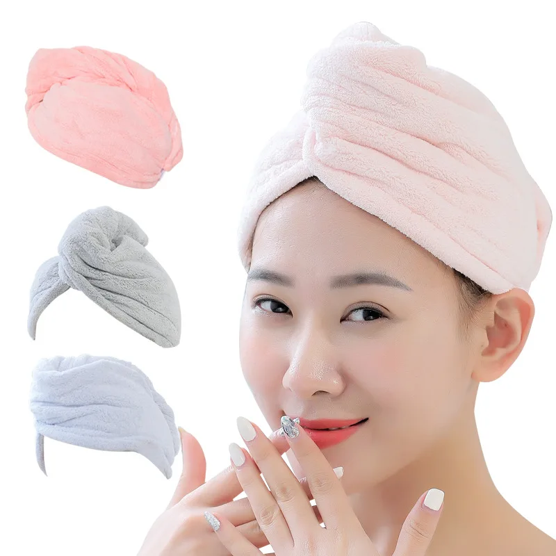 

Microfiber Shower Hair Drying Womans Girls Lady's Quick Dry Hair Hat Turban Head Wrap Bathing Towel, As pictures