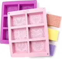 

Rectangle Silicone Soap Molds - 6 Cavities - Mixed Patterns soap making supplier OEM