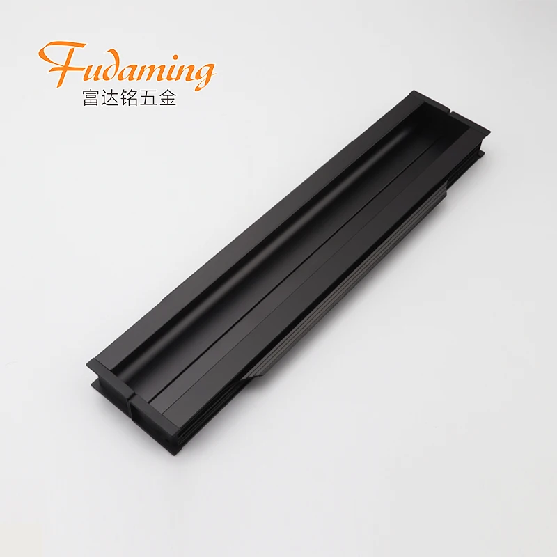 
Black aluminum alloy invisible recessed long handle for wardrobe drawer cabinet door 