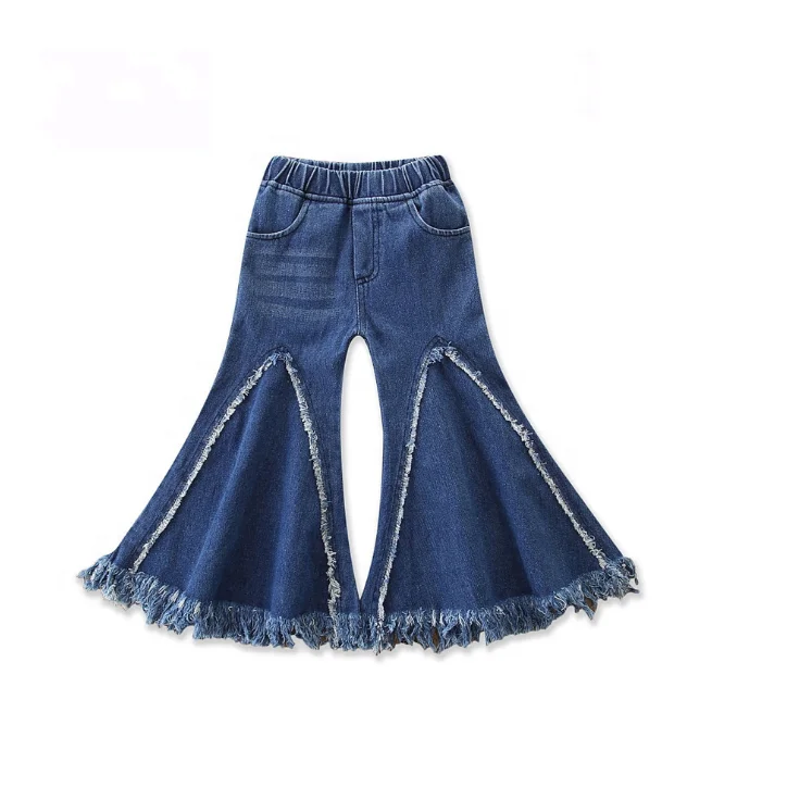 

Fashion Trendy Girls Casual Elastic Waist Ruffles Wide Bell Bottomed Pants