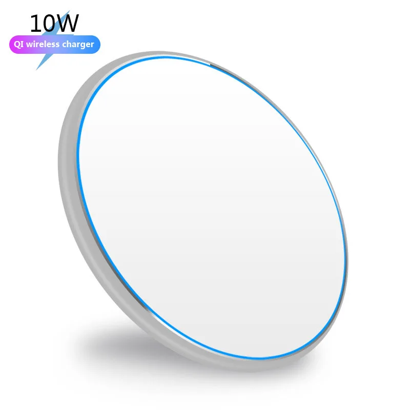 

Cheapest Promotion Gift Wholesale 10W Universal QI Round Fast Charger Mobile Phone Wireless Charger Pad for Iphone, Black/white
