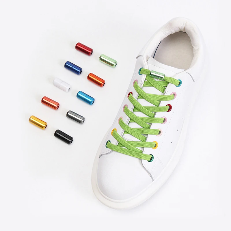 

Metal Capsule Flexible Shoelaces Flat Multi Color Lock Lazy Laces Quick No Tie Shoe Laces For Kids And Adult Sneakers Shoelace