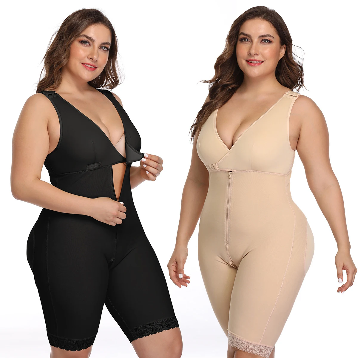 

Hot SalePlus Size Slimming Tummy Control High Waist Shapewear Pants Hooks And Zip Elasticity Compression Body Shaper, As shown
