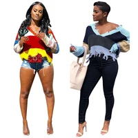 

2019 New Style Winter Lovely Women Long Sleeve Striped women ripped Sweater