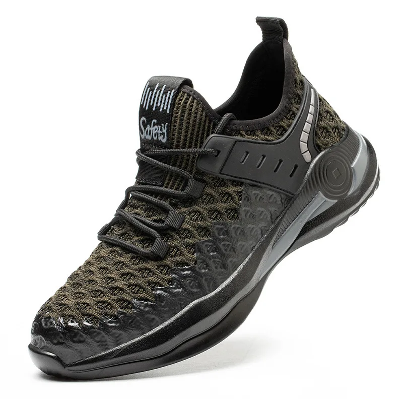 

Flying Woven Night Reflective Oil-resistant Lightweight Breathable Anti-slip Wear-resistant Work Safety Shoes For Men