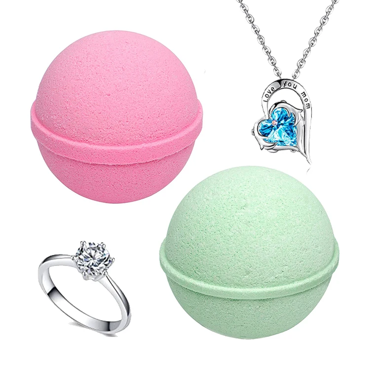 

OEM Private Label Natural Organic Luxury Surprise Gift Bath Bombs with Ring and Diamond Necklace Inside, Mixed color & customized