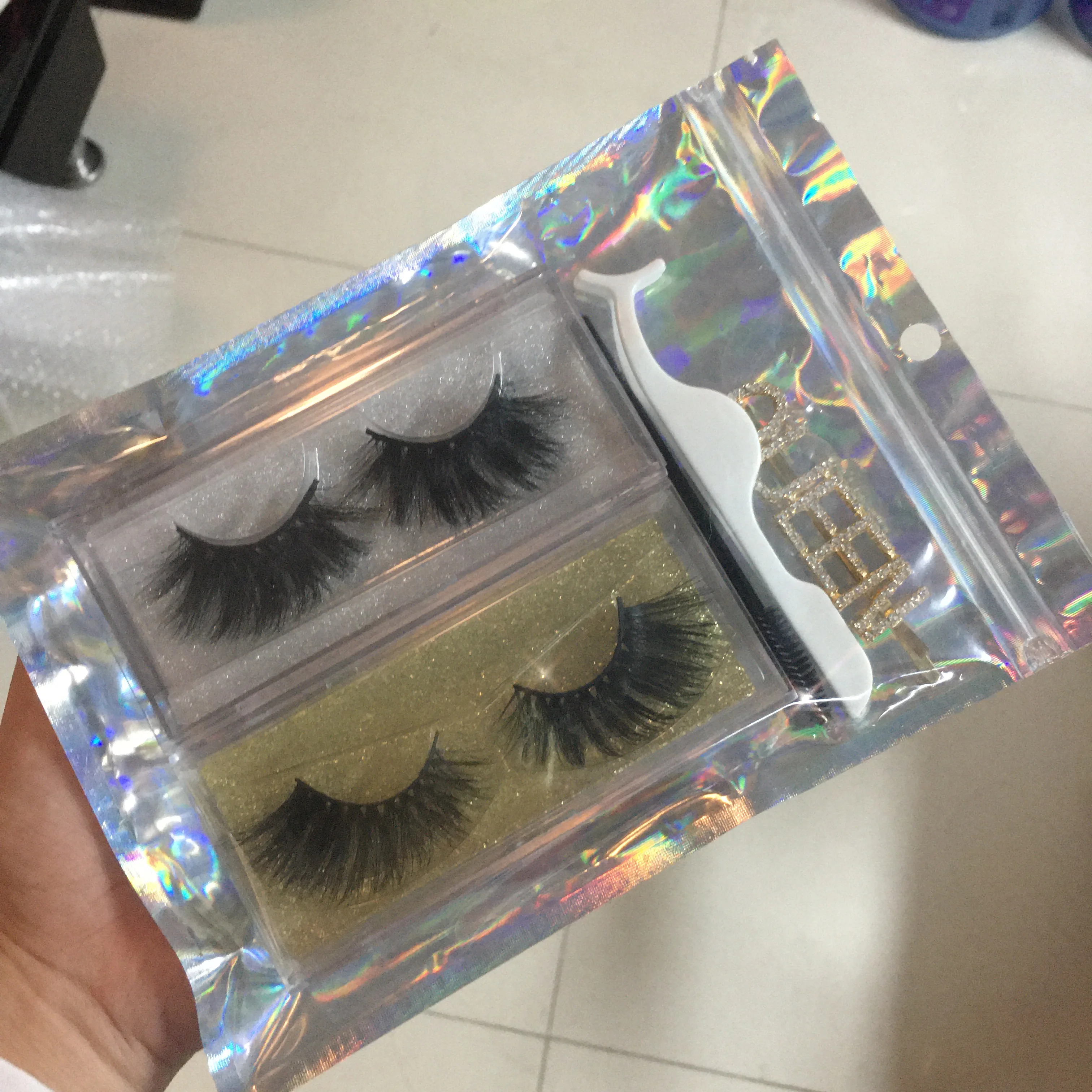 

holographic bag for eyelash packaging box mink eyelash, One color