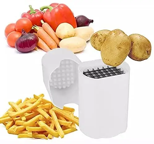 

CL435 Vegetable Potato Slicer French Fries Chopper Chips Making Tool Potato Chips Cutter Kitchen Gadgets French Fry Cutters, White