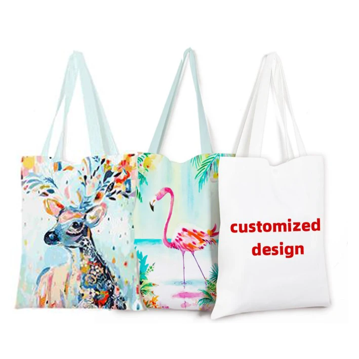 

China wholesale canvas shoulder bag custom print designer ladies handbags for women