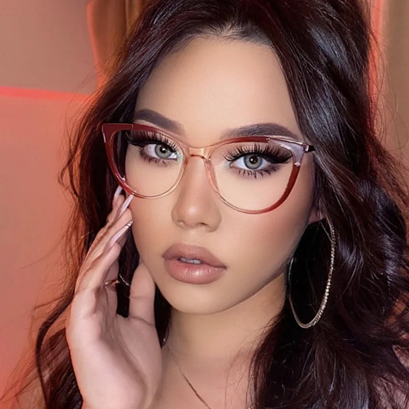 

Tr90 New Design Gold Thin Reading Anti Blue Light Eyeglasses Red Cat Eye Optical Glasses Frame For Women