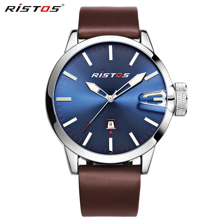 

Latest RISTOS 9409 Men Quartz Hand Watch Classic Analog Luminous Display Leather Strap Accept Design For Man Watches, 5 colors