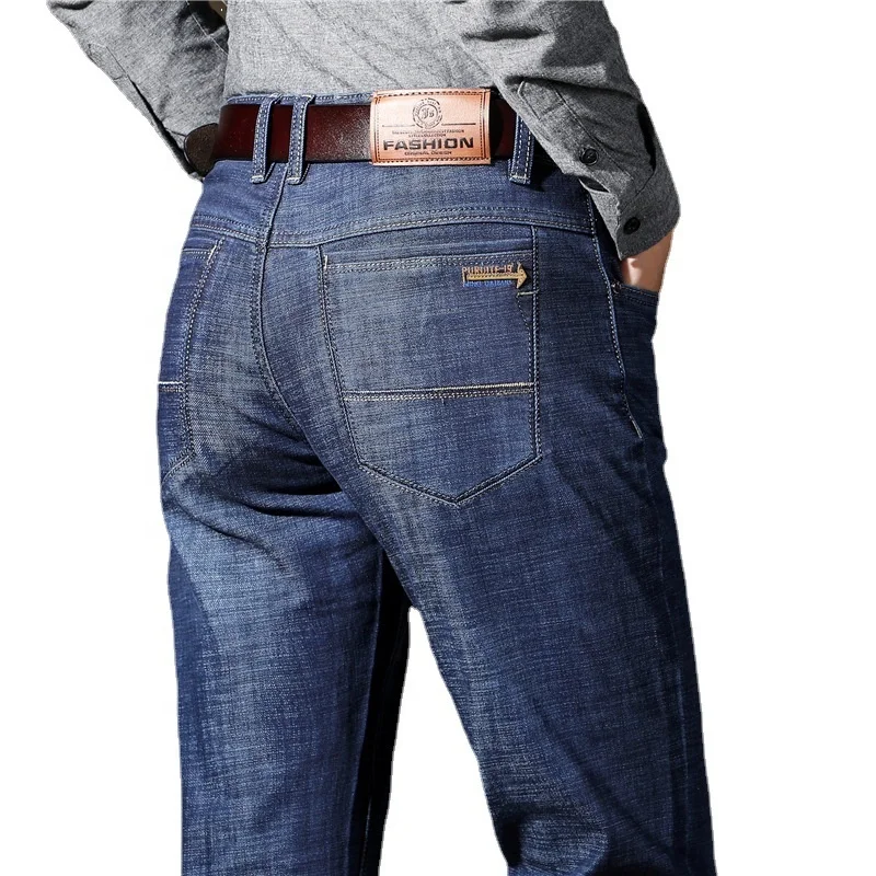 

Factory high quality jeans men's elastic loose waist trousers loose large straight tube business middle-aged wholesale, Picture