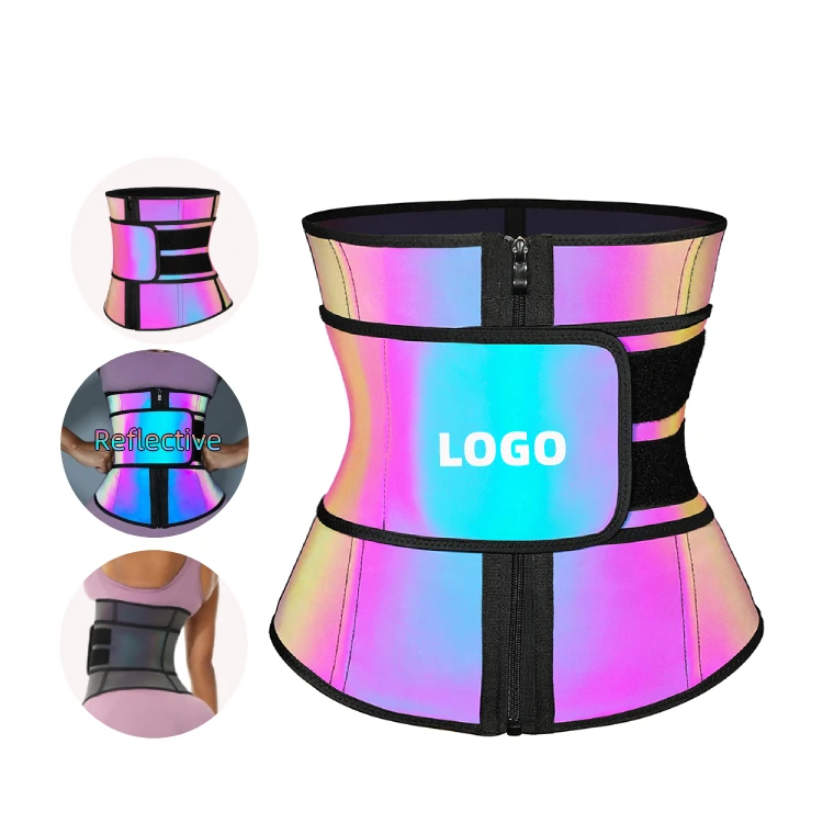 

custom logo women slimming fitness Compression Adjustable Belt Reflective latex Waist Trainer