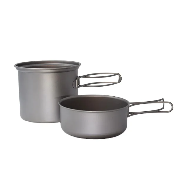 

Lightweight pure titanium pot set outdoor pure titanium outdoor camping cookware