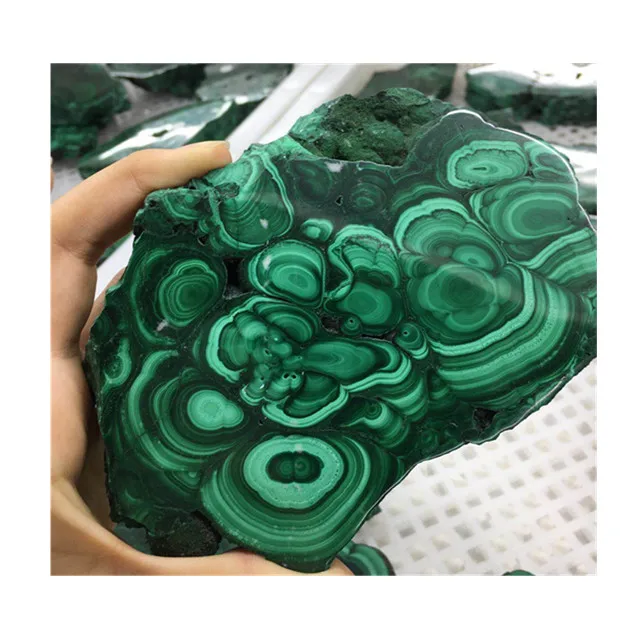 

Wholesale Natural Rock gems stones peacock stone malachite c slice crystals slab healing for Home Decoration