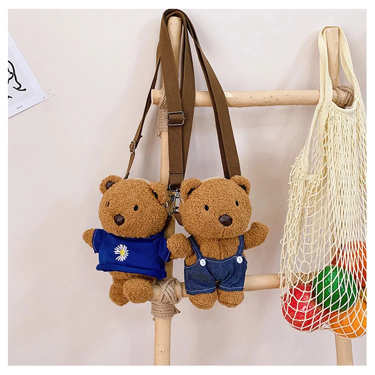 

2021 hot sell Bear Doll cute style Plush bag crossbody bag mobile phone bag