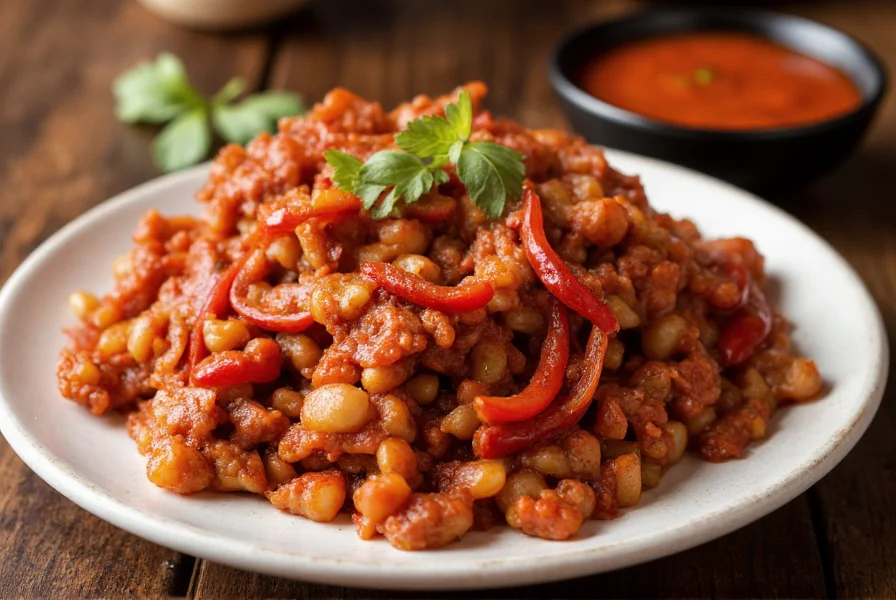 Ground turkey chili simmering in a crock pot