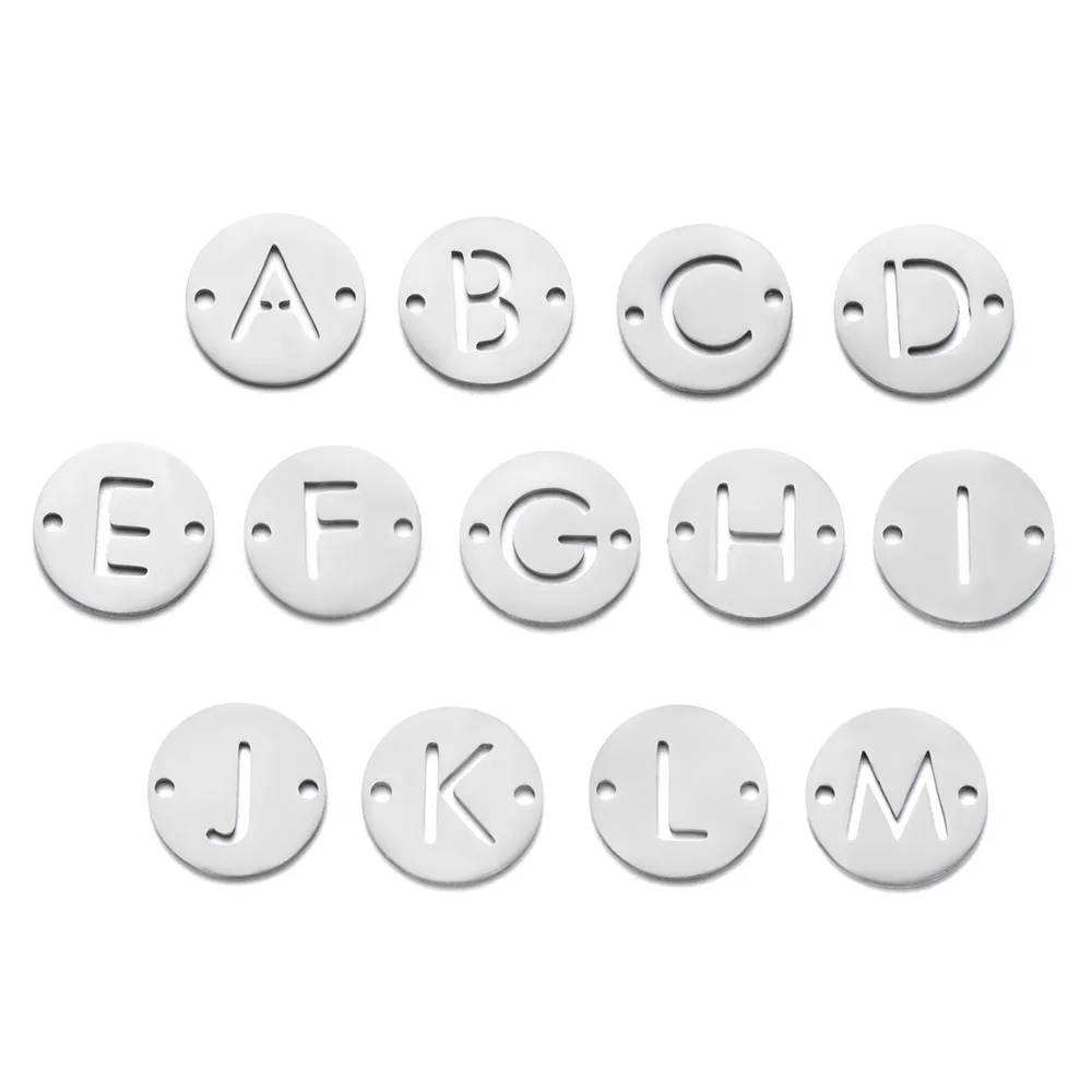 

Titanium steel hollow charms of 26 alphabets, simple bracelets connection charms for bracelets making DIY jewelry accessories, Silver / gold / black / black / rose gold / blue ...