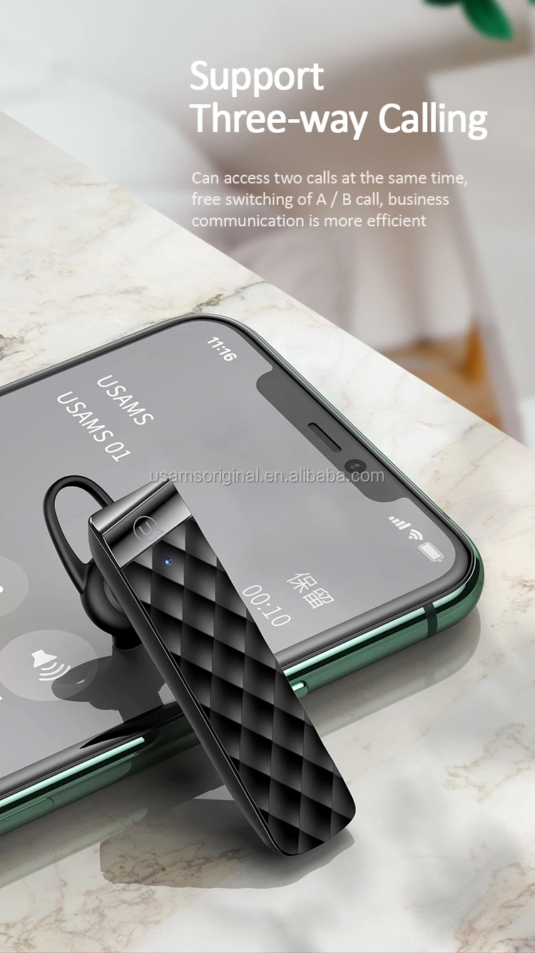 USAMS BT1 Original Design Single Ultra Light 8g ABS BT5.0 Earbuds Wireless Single Earphones For Apple - ANKUX.COM