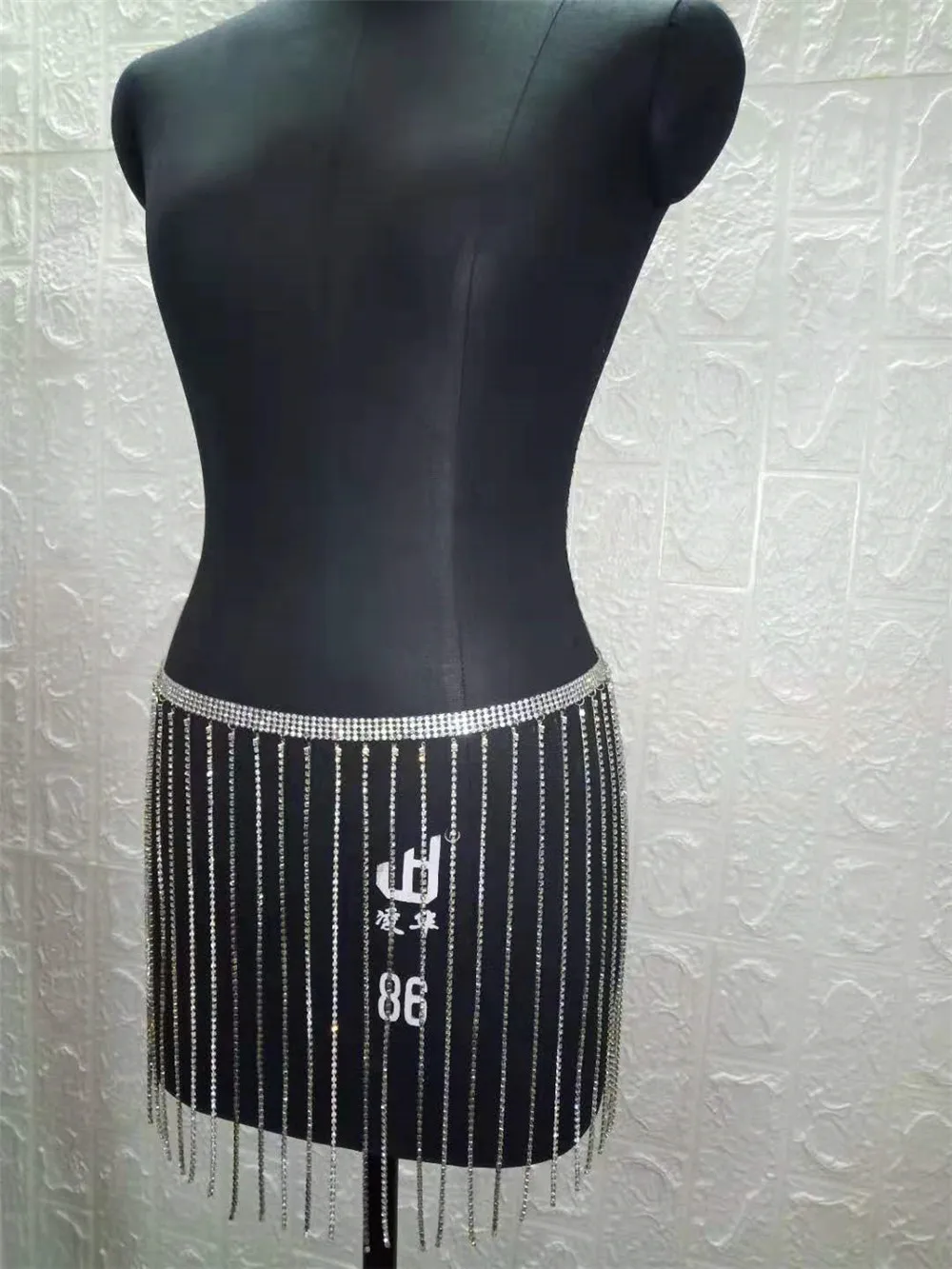 Shd1157 Shiny Full Rhinestones Mini Skirts Long Tassel Crystal Diamonds ...