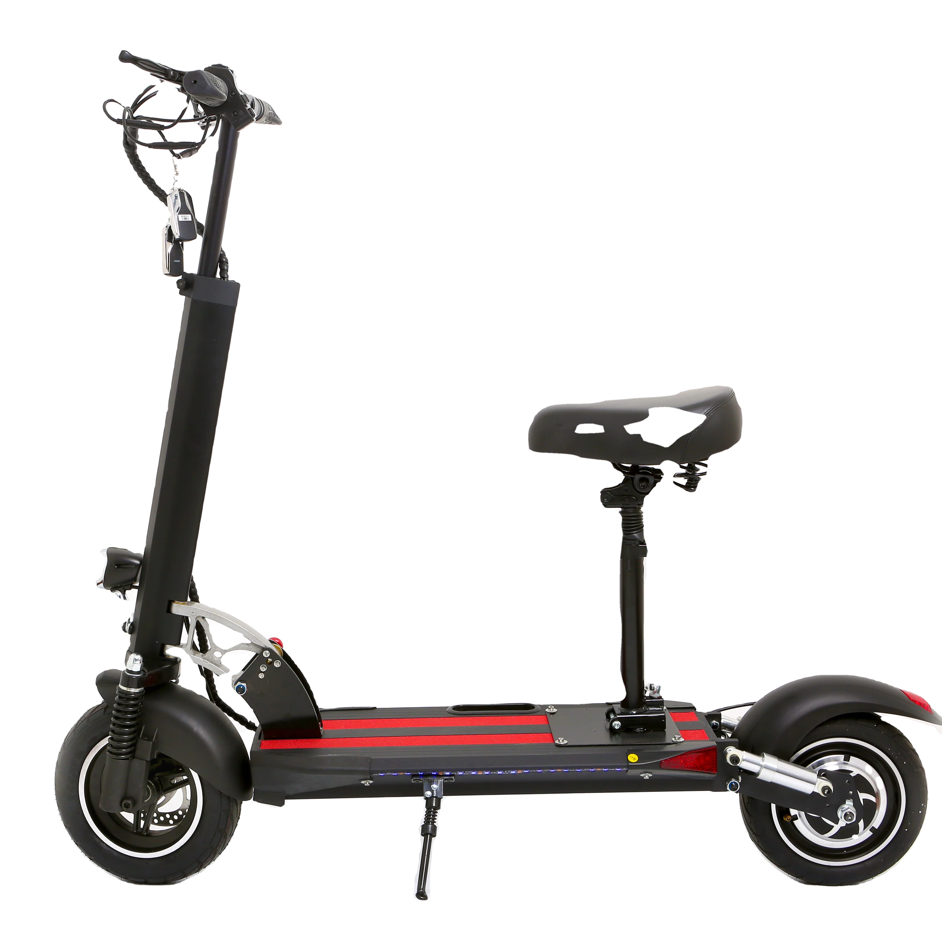 

Waterproof Electric Scooter Standing Adult Scooter with Seat Speed adjustable with APP, Black and red