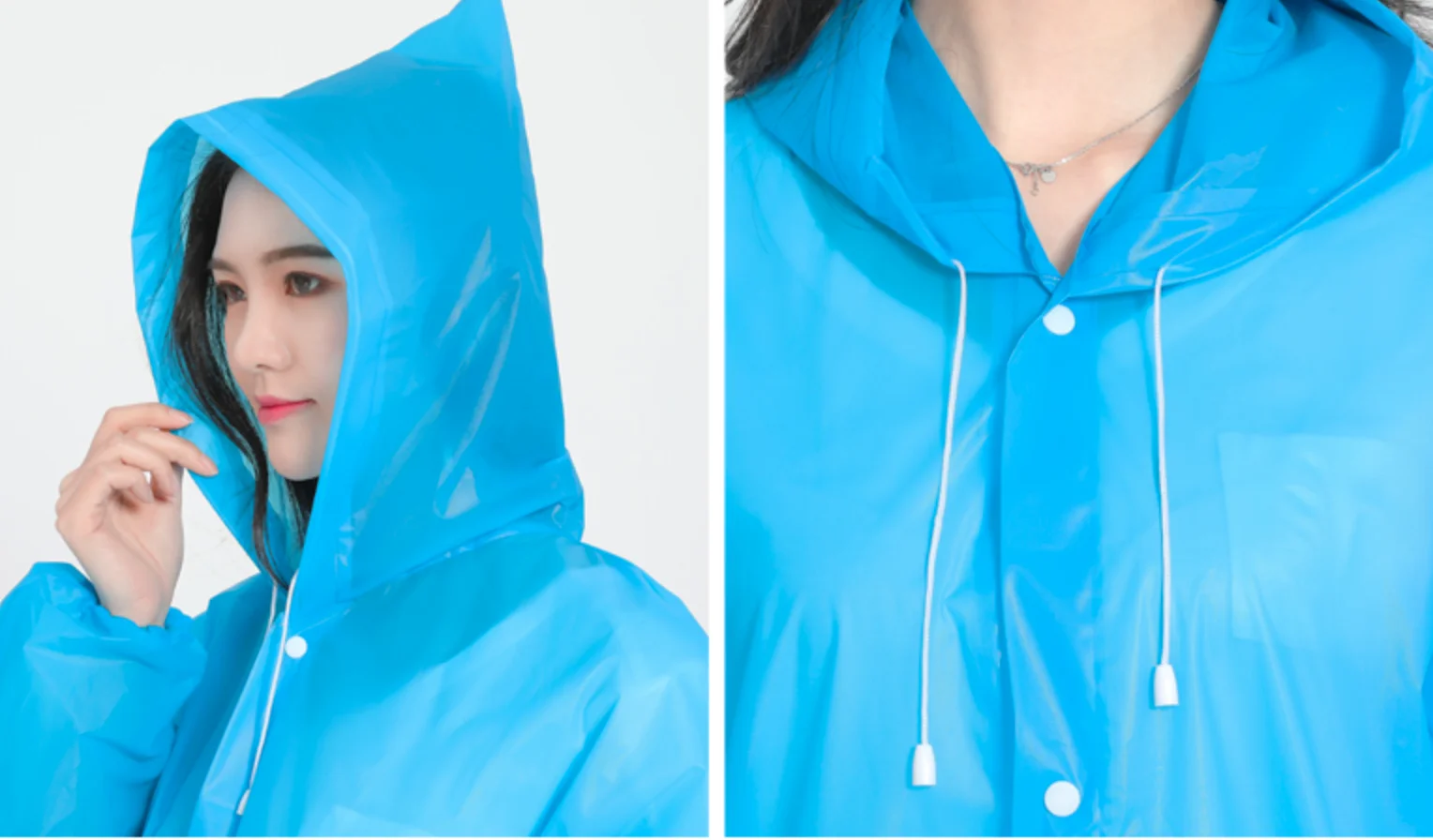 耐用防水透明透明塑料面料雨衣一次性雨衣