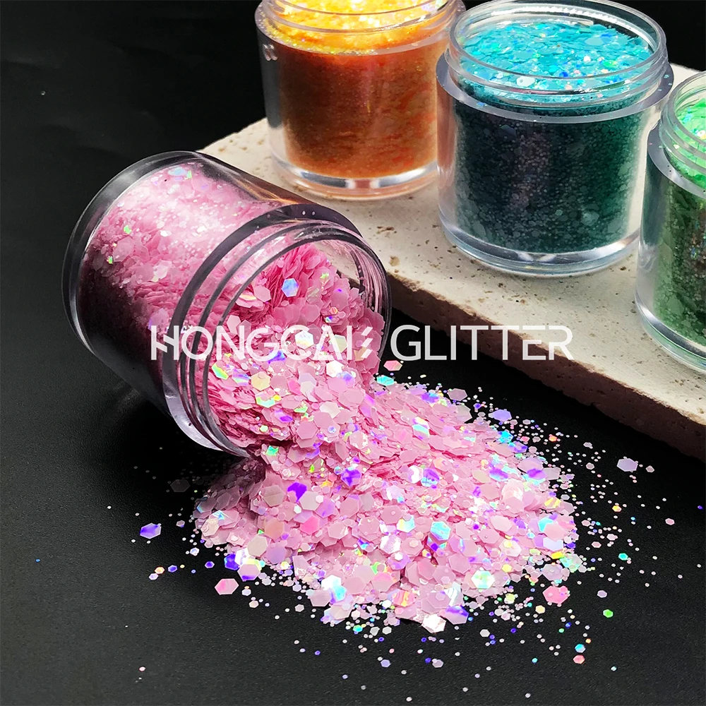 Bulk Holographic Macaroon Polyester Chunky Mixed Glitter Wholesale for Epoxy Resin Crafts Tumblers Christmas Decorations
